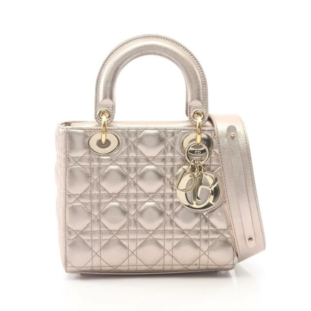Christian Dior LADY MY ABCChristian Dior Cannage Handbag Leather Gold Tone